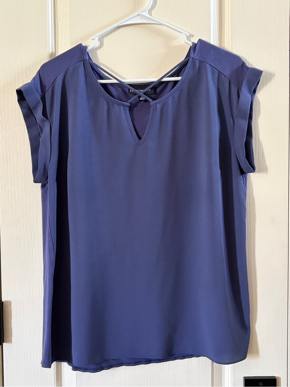 Women’s Indigo Short Sleeve Keyhole Blouse